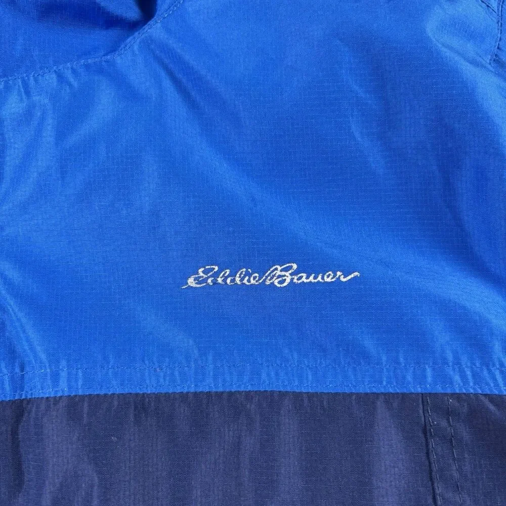 Eddie Bauer Youth Boys Large 14-16 Dual Full Zip Rain Jacket Windbreaker Blue